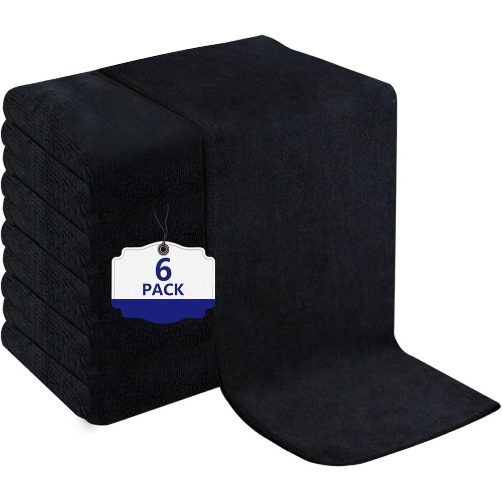 Puomue 6 Pack Black Salon Towels front view