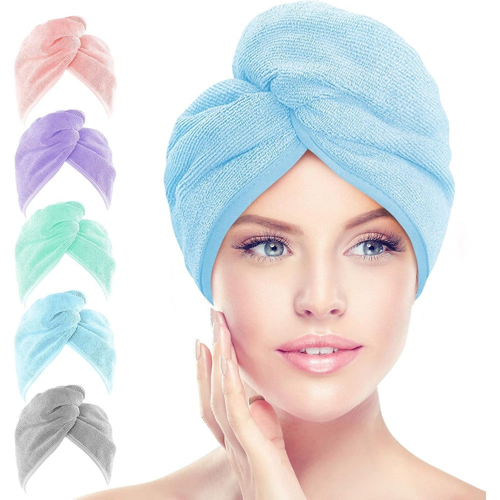 Aidea microfiber hair towel wrap 5 pack front view