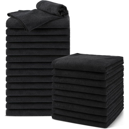 Unimade Salon Towels 24 Pack front view of black microfiber cloth