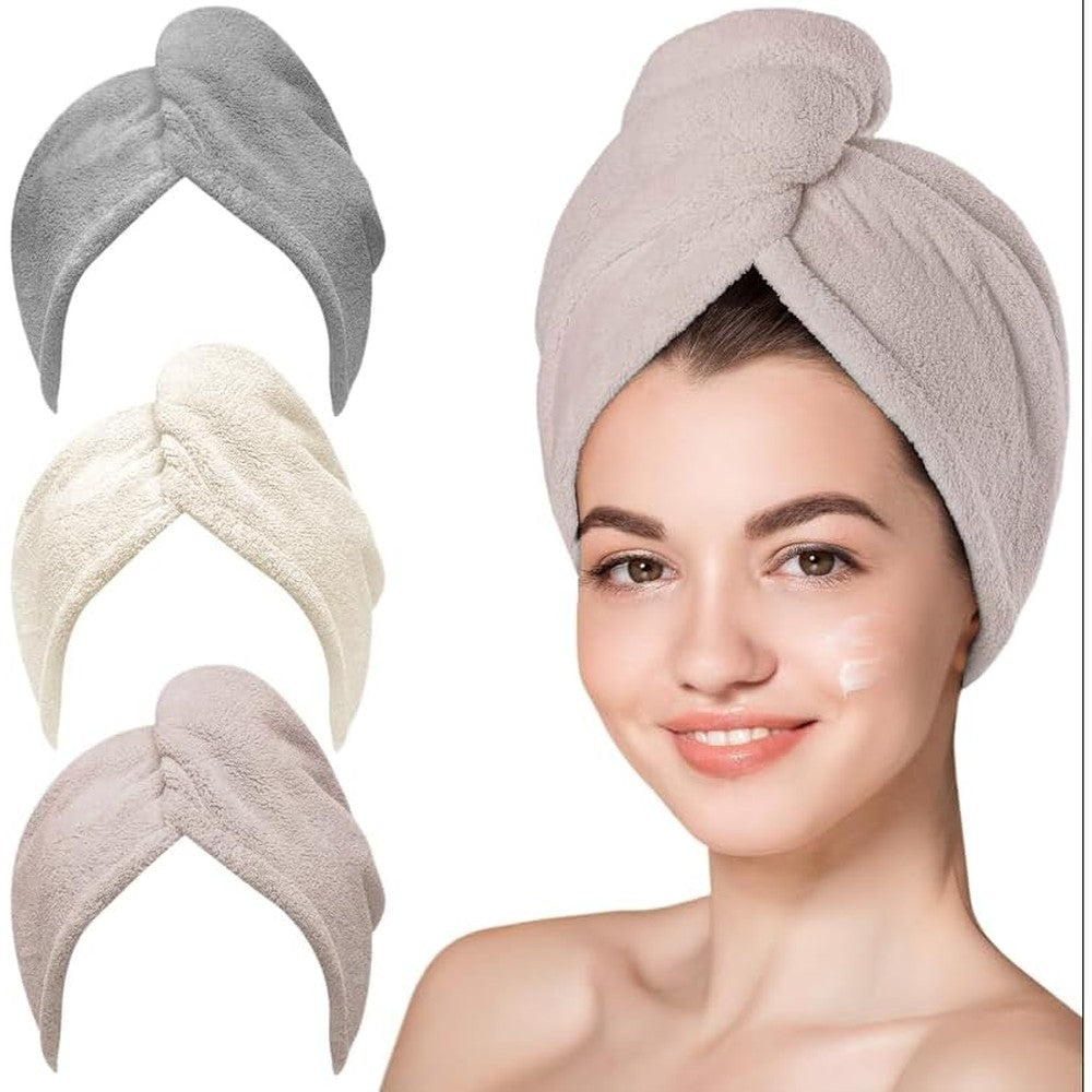 Yhpdyl 3 pack microfiber hair towel wraps front view