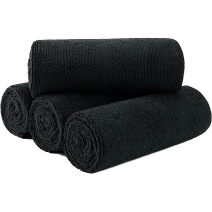 MICROFI microfiber hair drying salon towels front view pack of four black towels