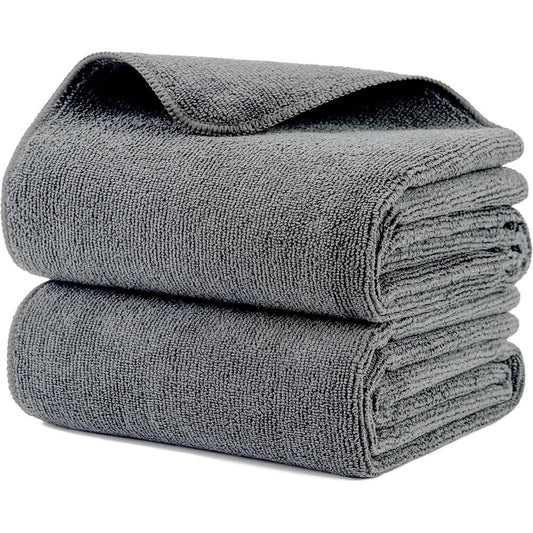 MICROFI microfiber hair drying salon towels front view showing gray fabric texture.