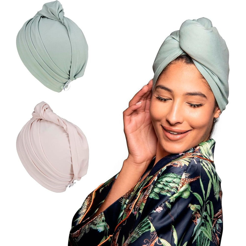 Kismetics tee shirt drying wrap front view sage and pink