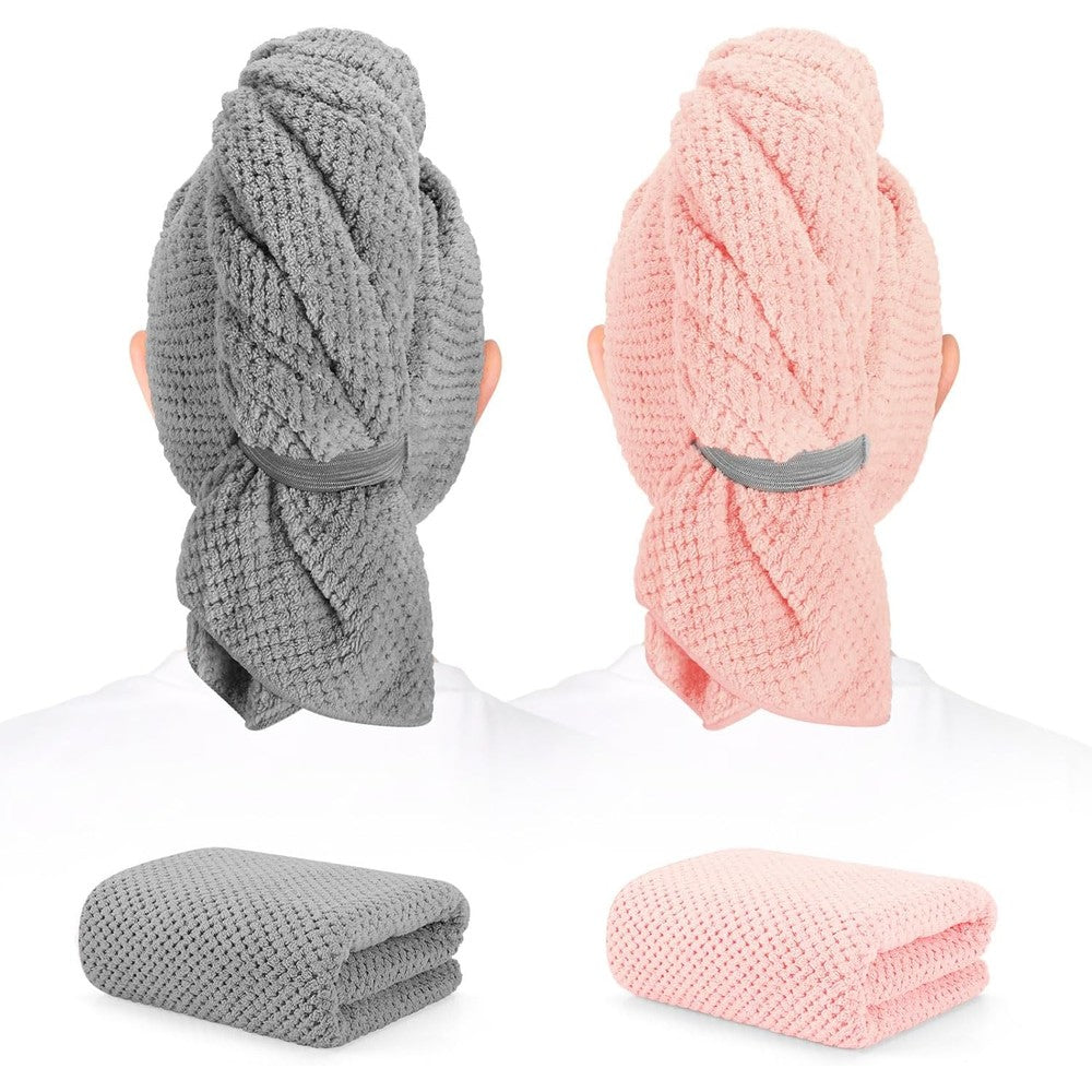 Beoffer 2 pack microfiber hair towel set front view