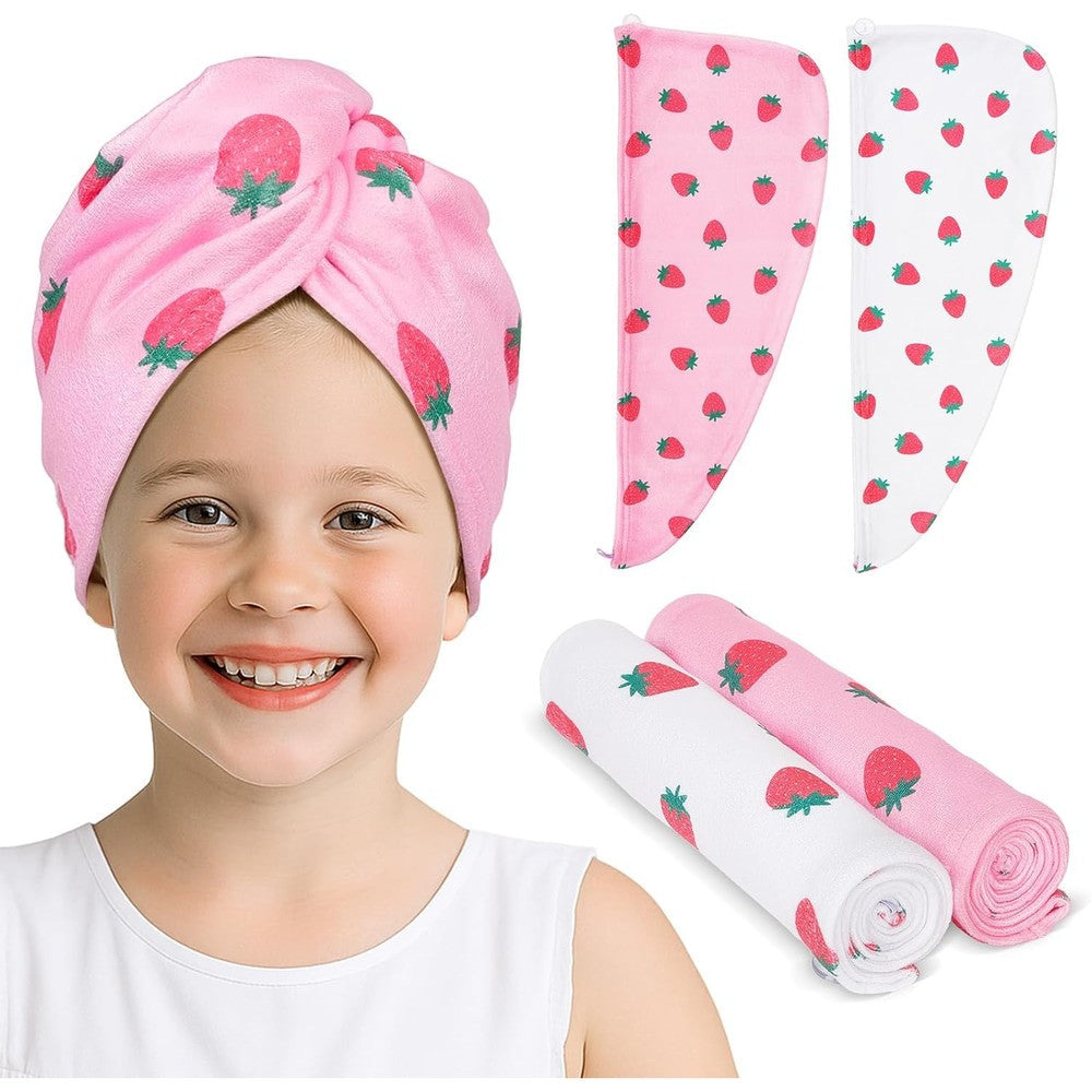 Unicorn Castle microfiber hair towel for kids front view