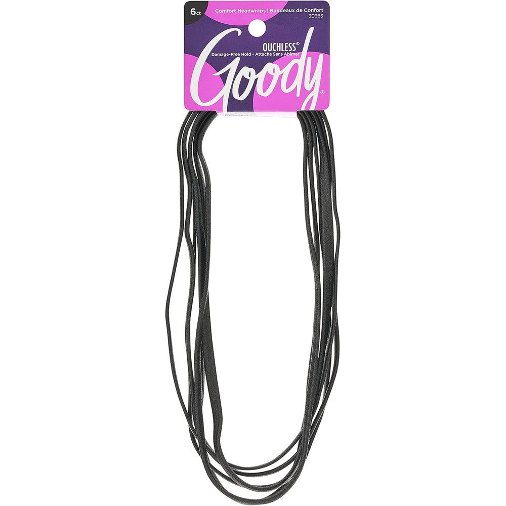 Goody Ouchless Thin Hair Flat Narrow Headwrap black front view