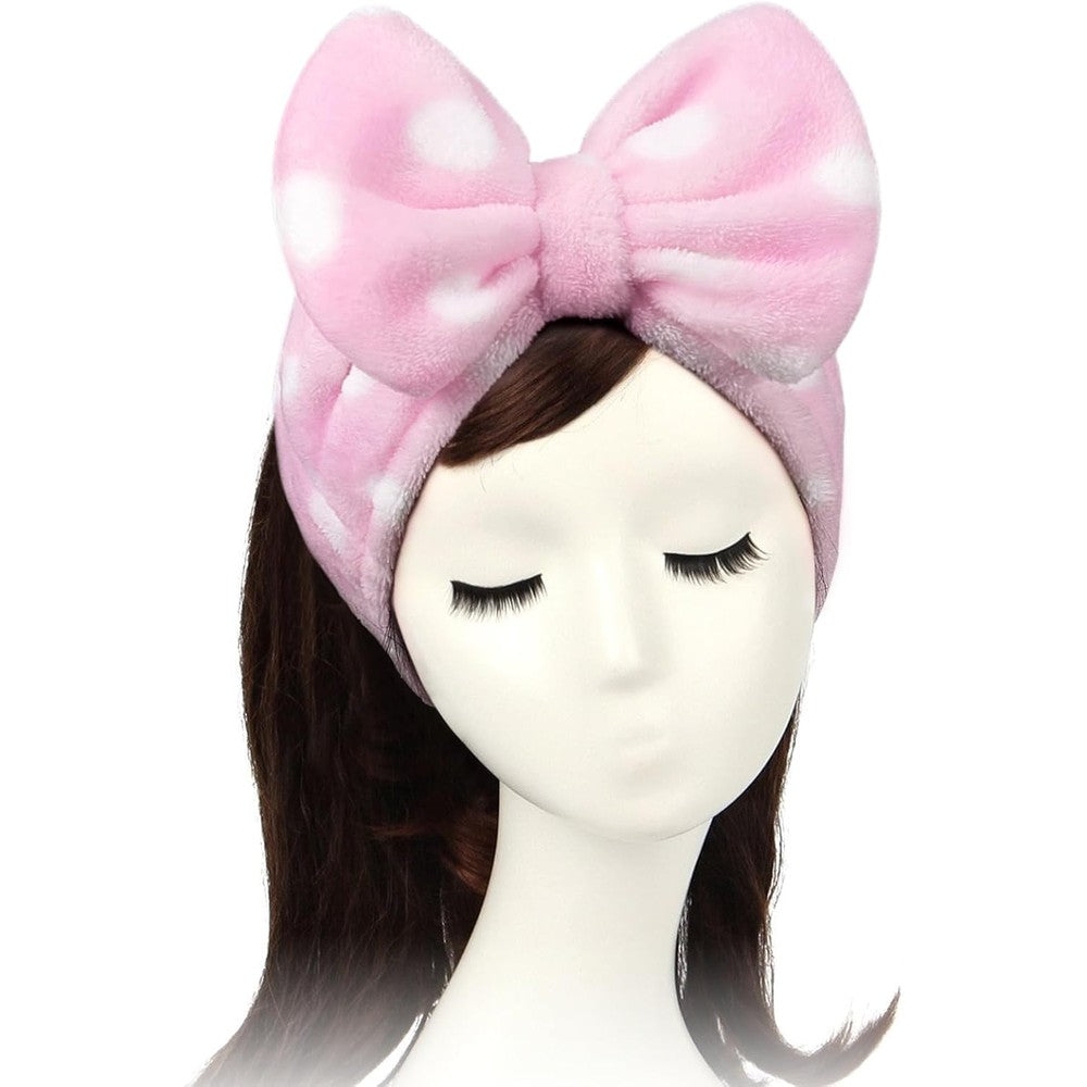 Shintop Women Fashion Soft Coral Fleece Bowknot Makeup Headband Front View