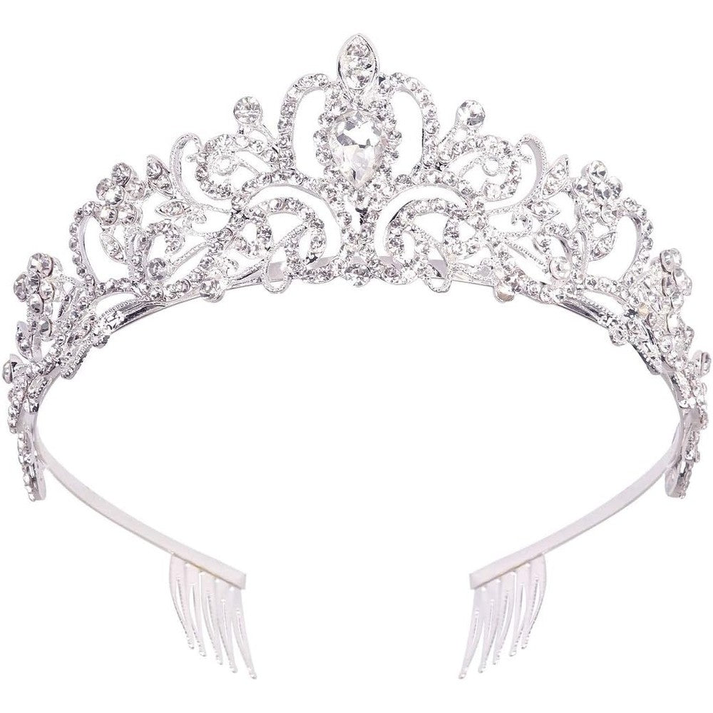 Didder silver crystal tiara crown front view