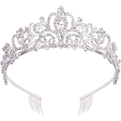 Didder silver crystal tiara crown front view