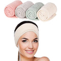 Whaline spa facial headband front view showing the soft coral fleece texture.