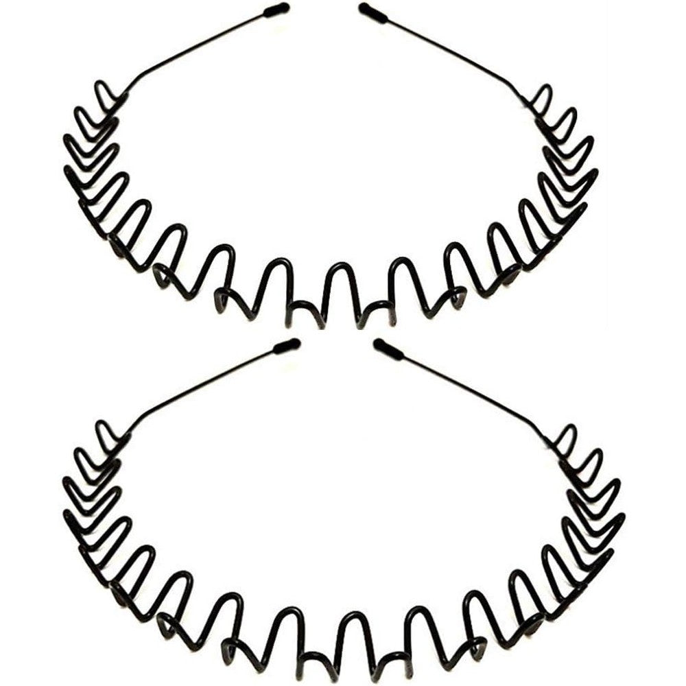 WantGor black metal wave headbands 2 pack front view