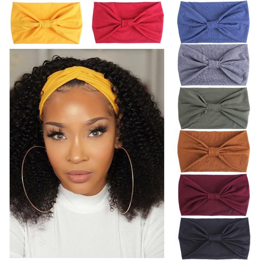 Kachanaa 8 pack wide boho headbands front view