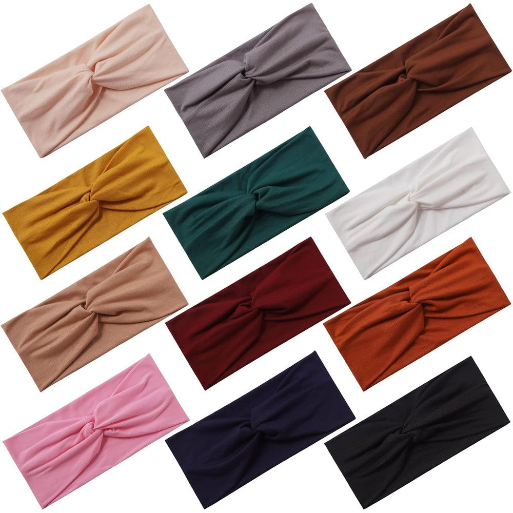 Panleding 12 pieces stretchy headbands front view