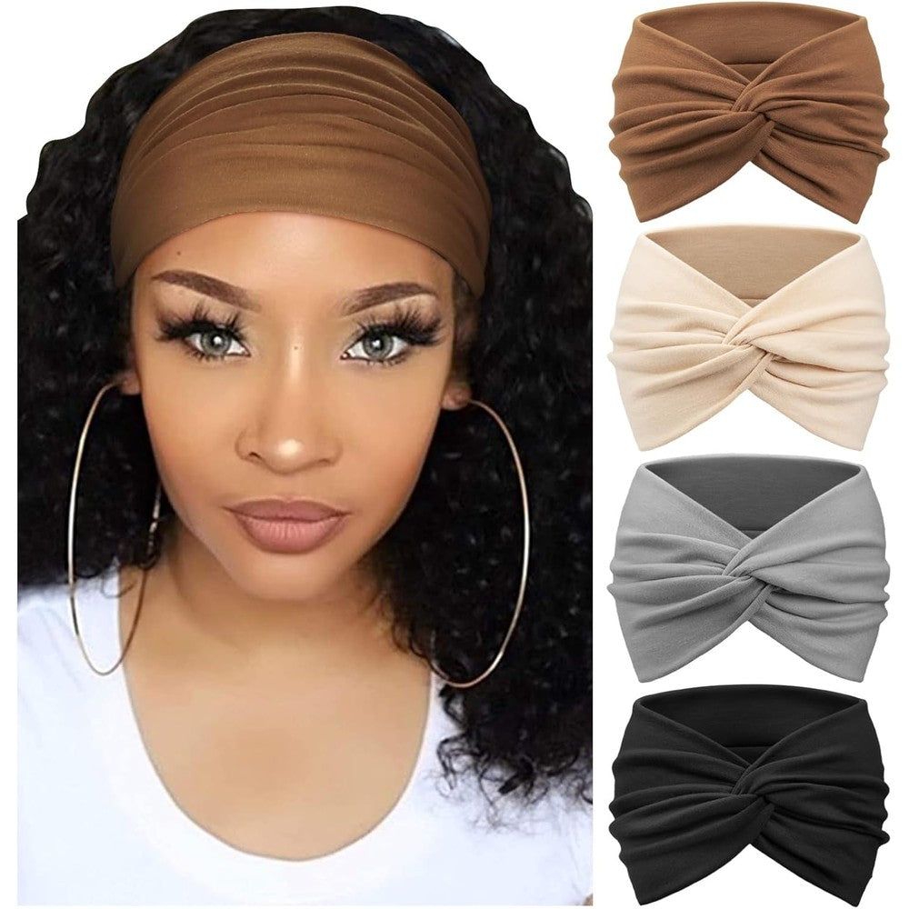 Dreshow 4 pack vintage turban headbands front view