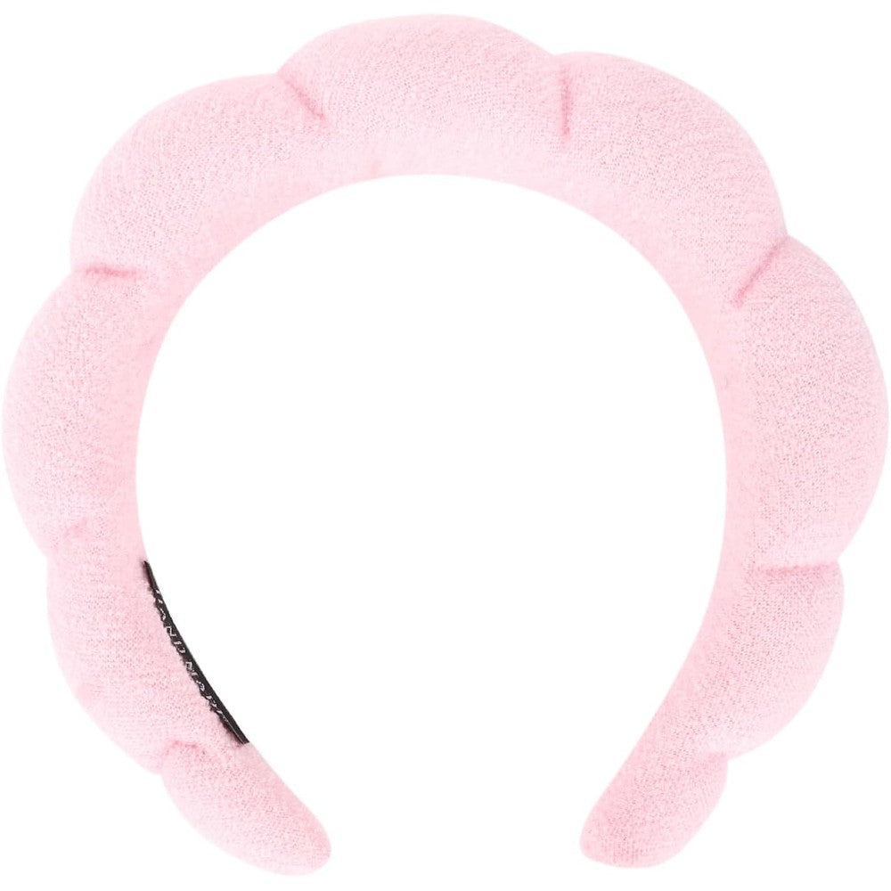 Aopwsrlyi pink puffy spa headband front view for skincare