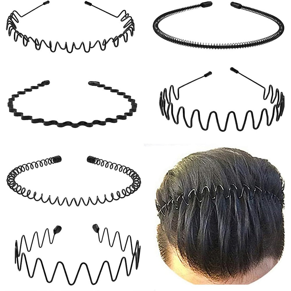 Kelubatu metal wavy headbands set of six black hair accessories