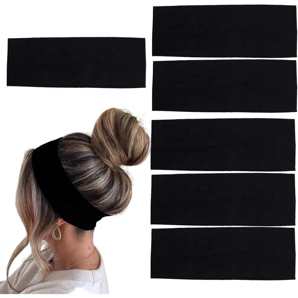 Mlmomvme 6 piece black cotton headband set front view