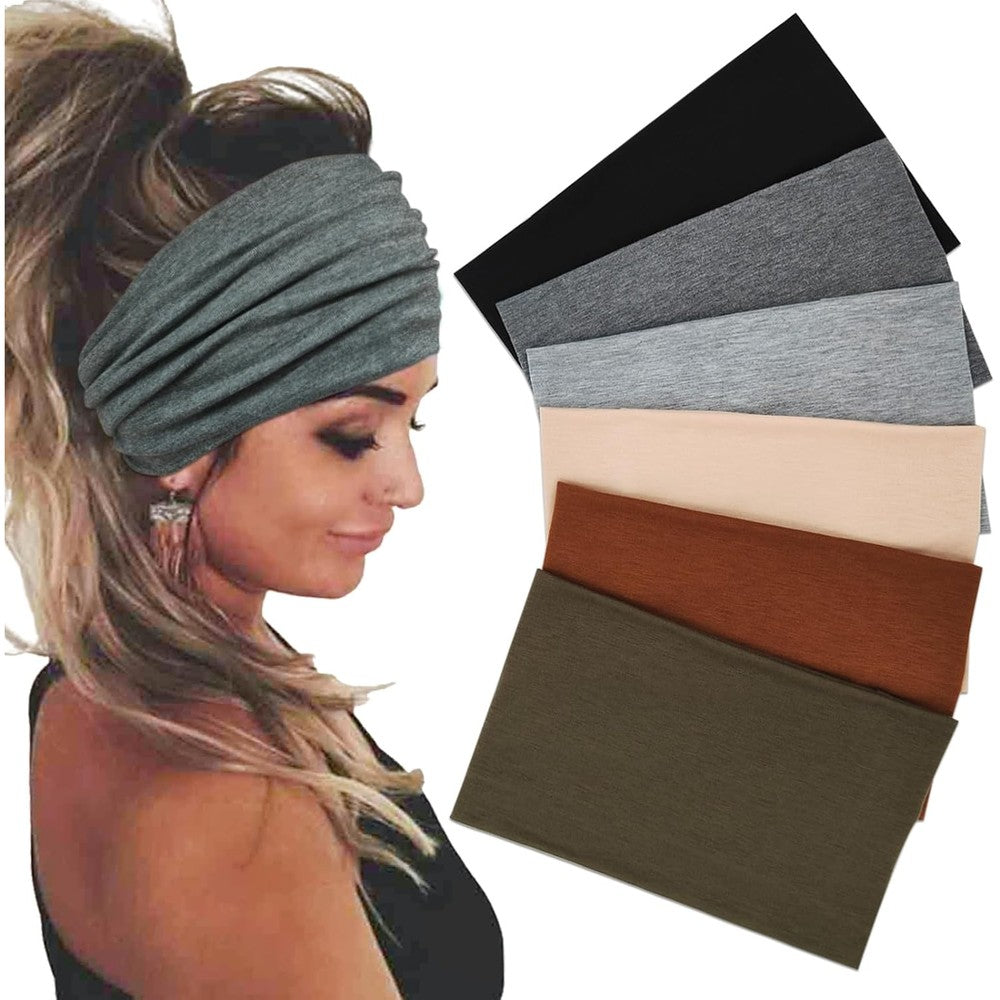 Fabcant 6 Pack Wide Turban Headbands front view