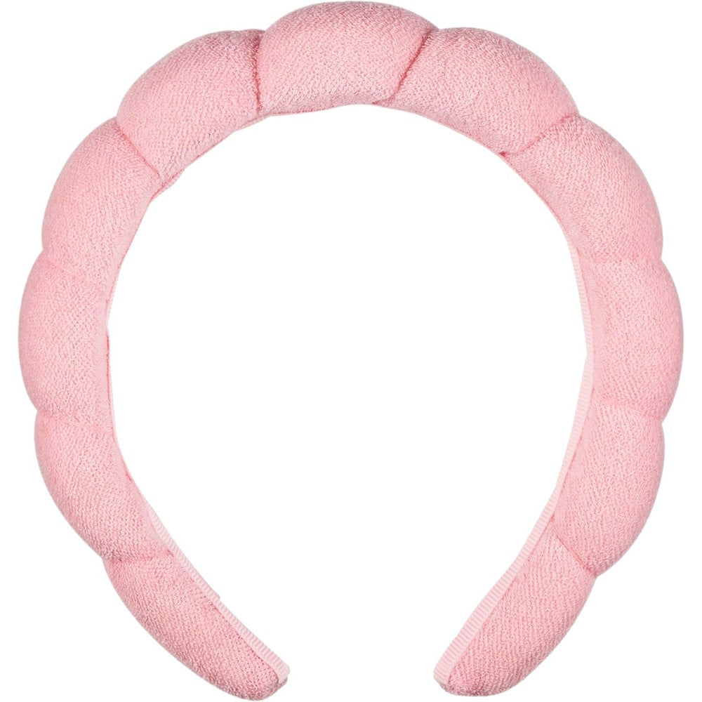 Conair pink bubble spa headband front view for skincare routine