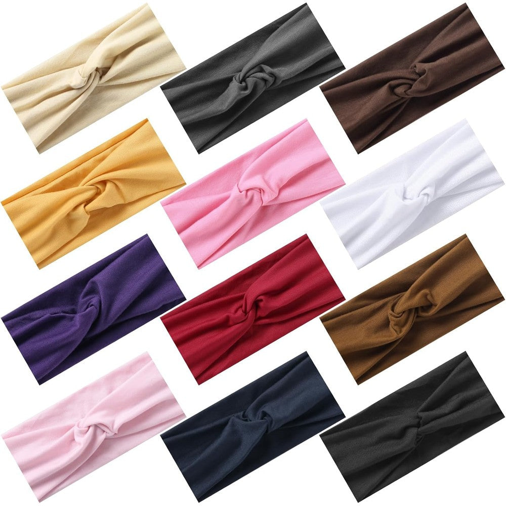 Luuao 12 piece stretchy sport headbands front view