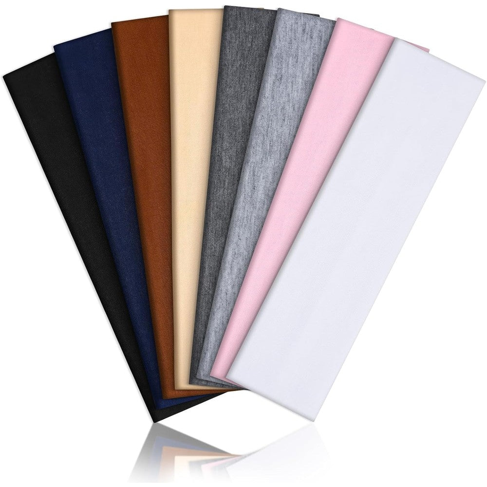 Tyfthui 8 pack multicolored elastic headbands front view