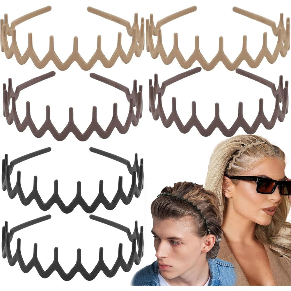 Supgoodom 6 pieces zig zag matte plastic headbands front view