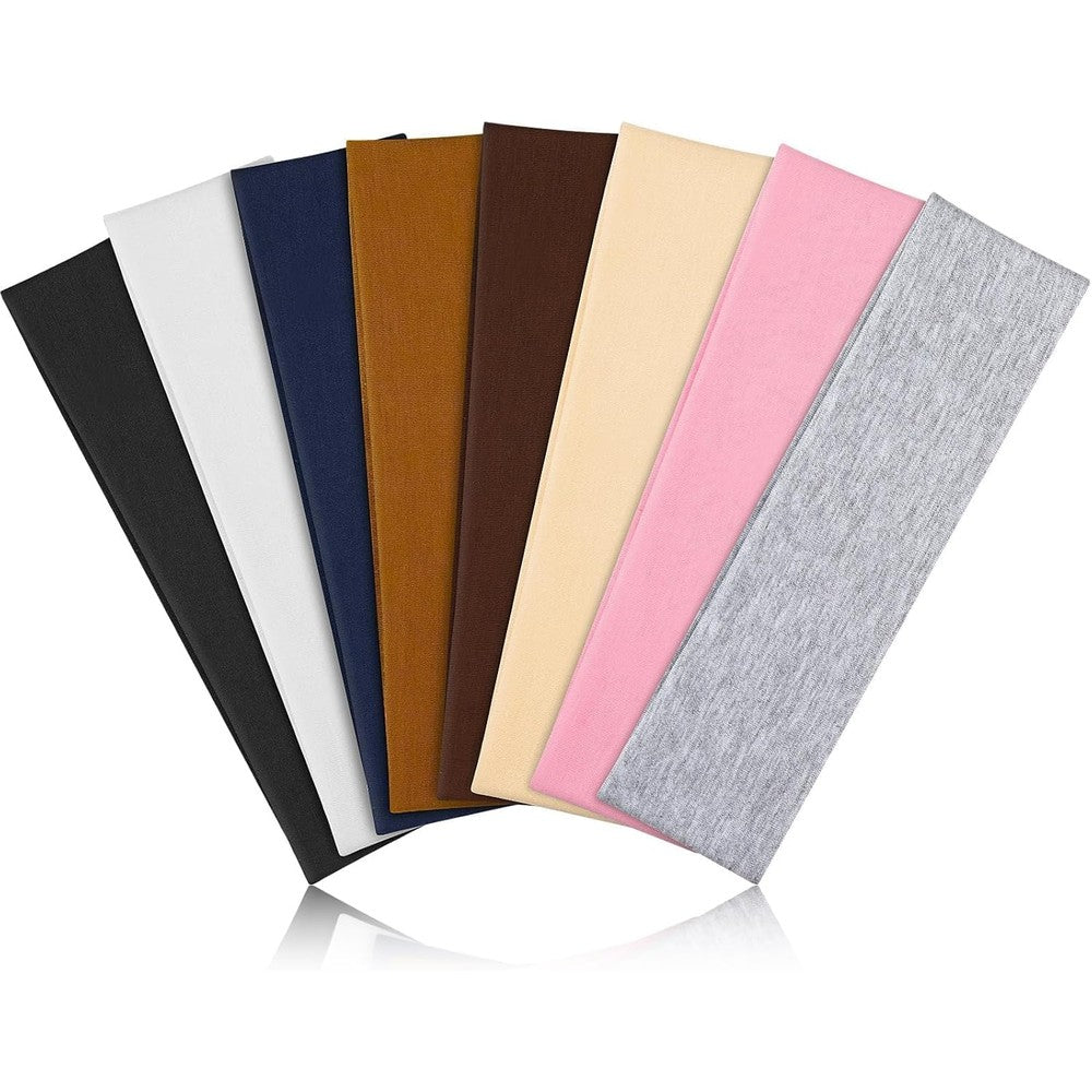 Yunaking 8 piece non-slip stretchy fabric headband set front view