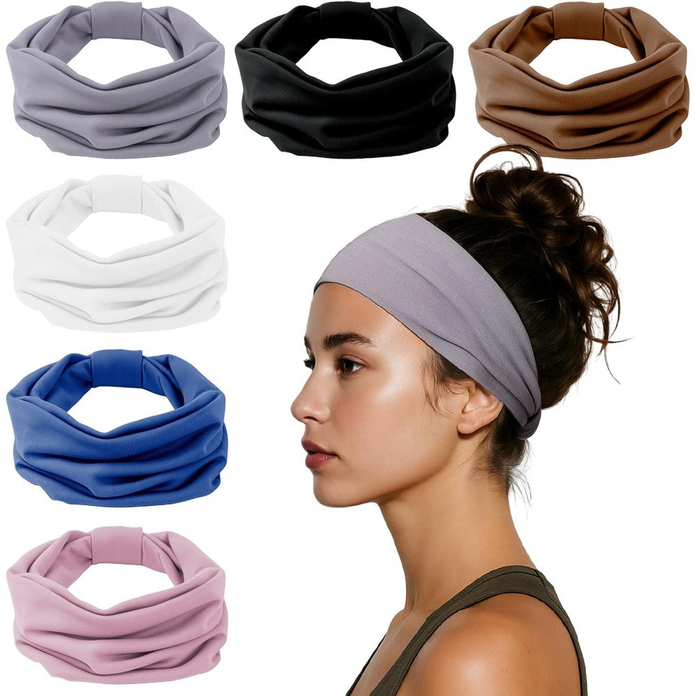HSEM wide elastic knotted headbands for women six pack front view