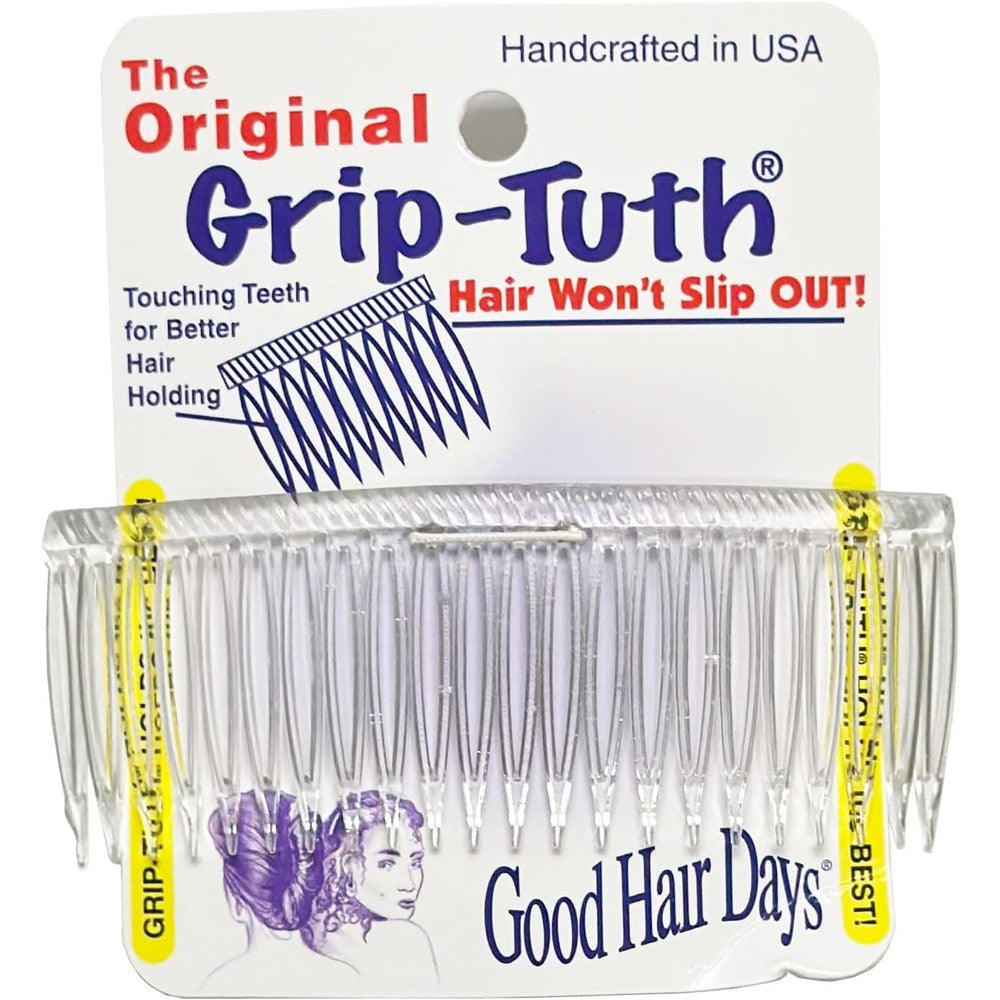 Good Hair Days Grip Tuth Frenchy Side Comb 4 Inch Crystal front view