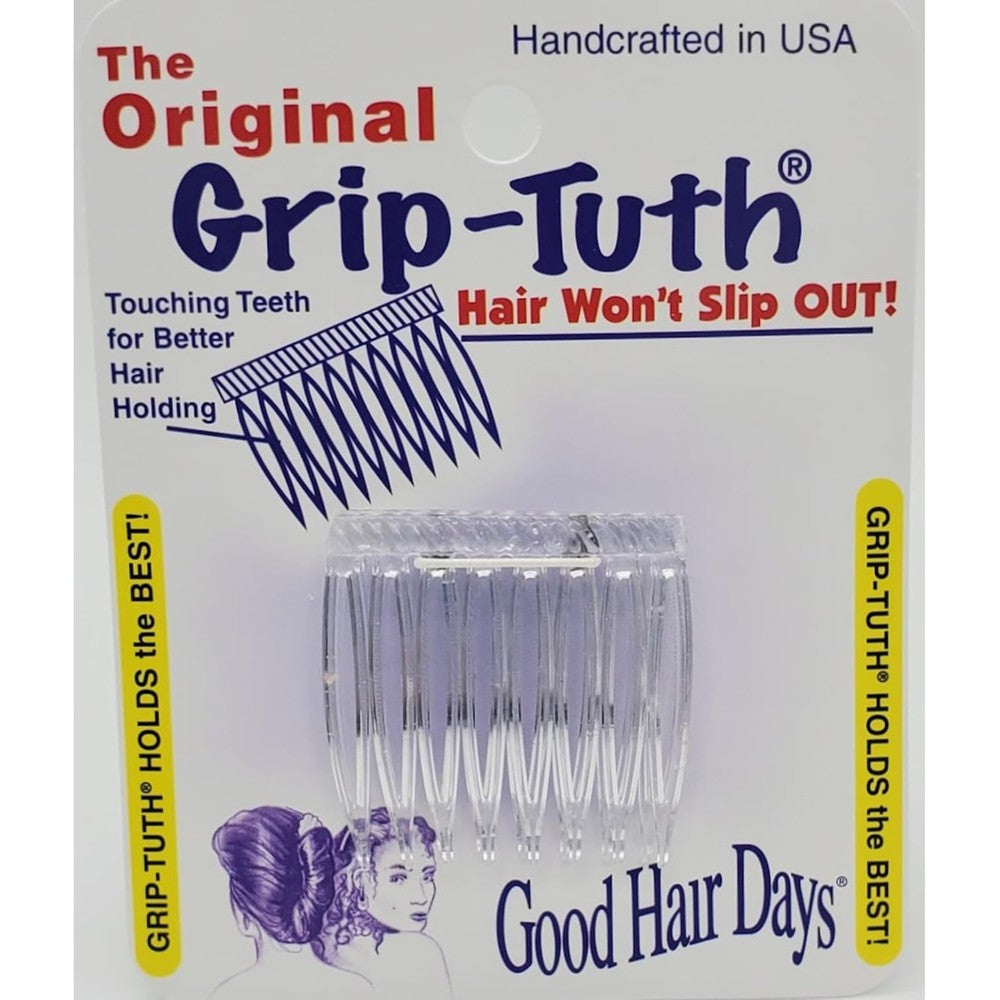 Good Hair Days Grip-Tuth side combs crystal clear front view