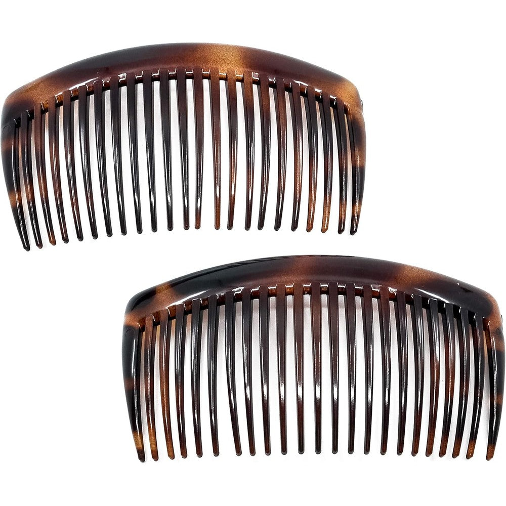 Camila Paris AD66/2 tortoiseshell side combs front view