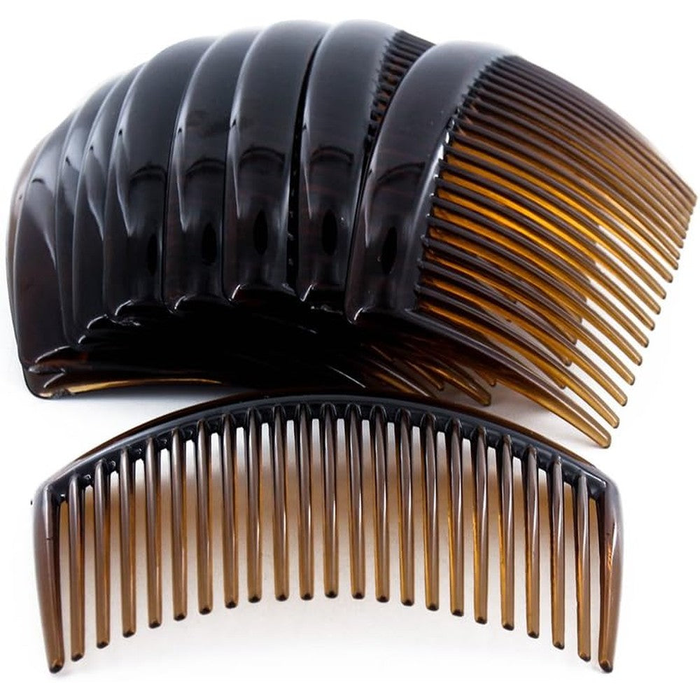 Yeshan 3.2 inch brown plastic hair side combs front view