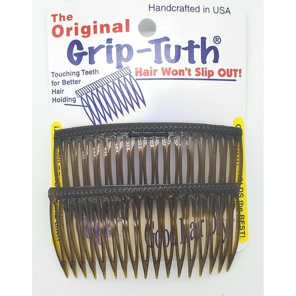 Good Hair Days Grip Tuth original tortoise shell side combs front view