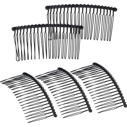 Hicarer black metal wire hair combs set of 5