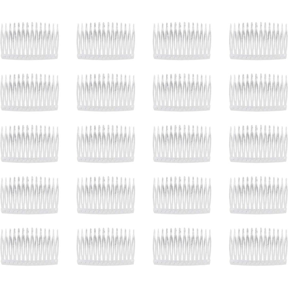 Lawie 20 Pack clear plastic hair side combs front view