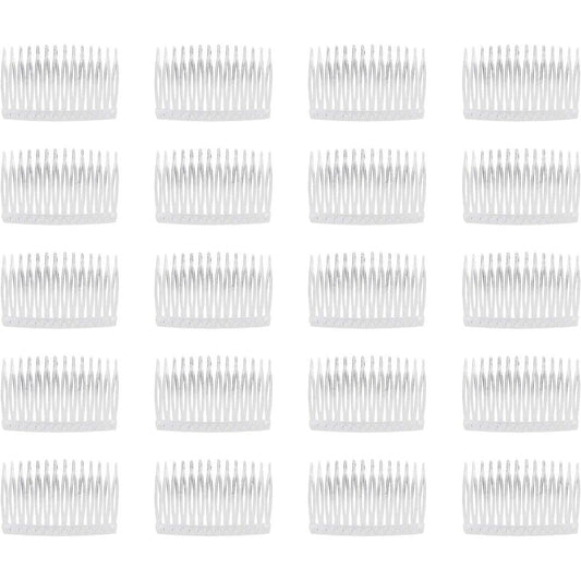 Lawie 20 Pack clear plastic hair side combs front view