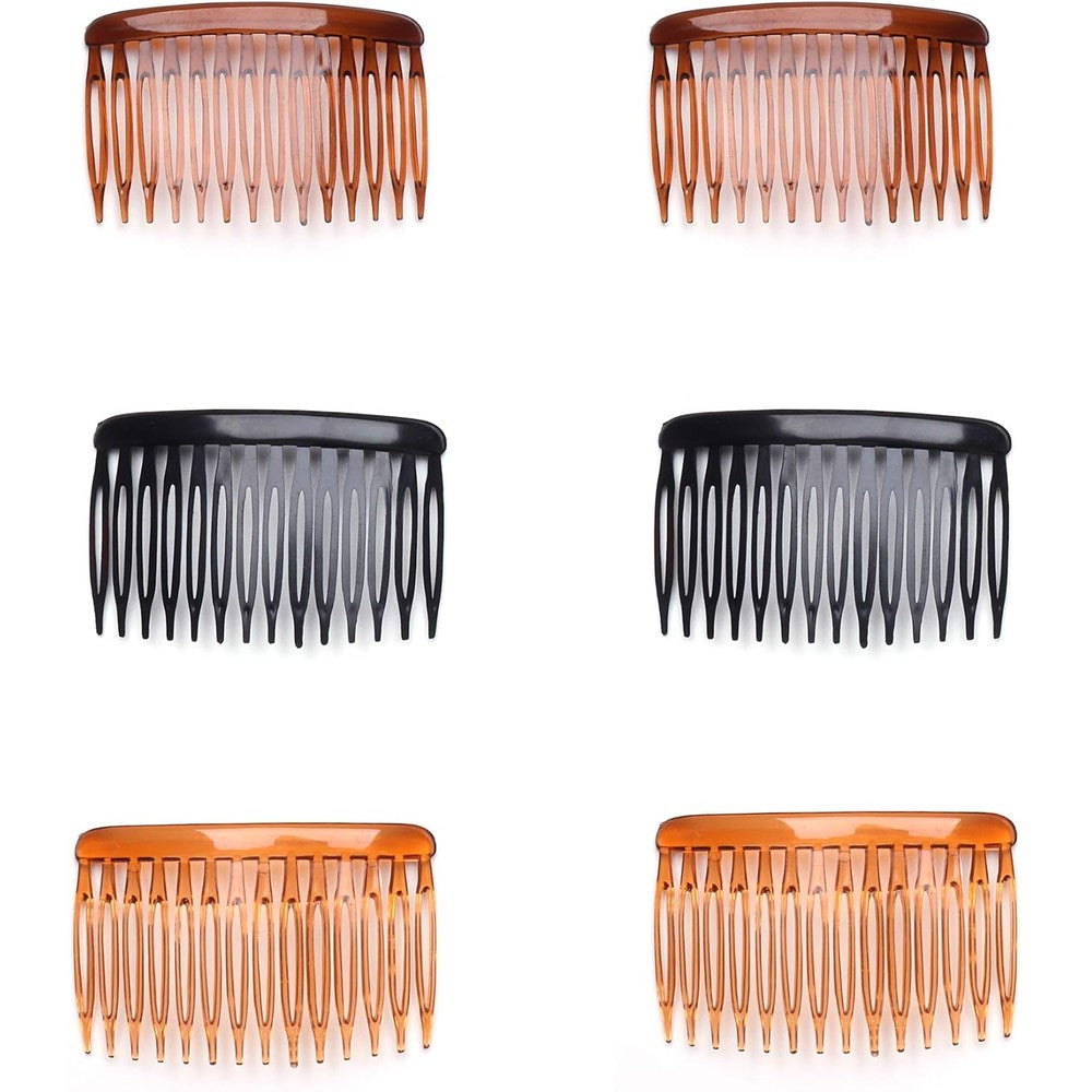 Ruwado 14 teeth hair side comb front view showing transparent twist design