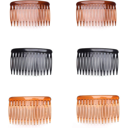 Ruwado 14 teeth hair side comb front view showing transparent twist design
