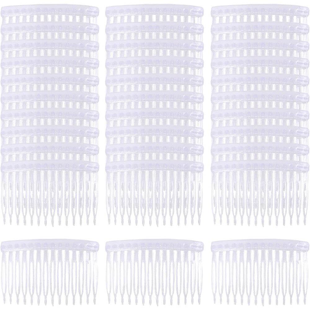 Cinaci clear plastic hair side combs 30 count front view