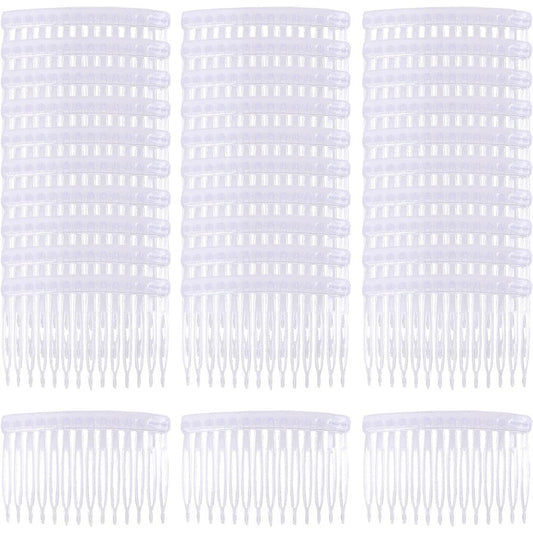 Cinaci clear plastic hair side combs 30 count front view