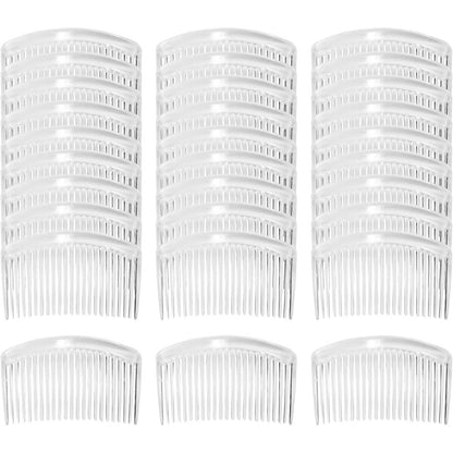 Cinaci 30 pack clear plastic French hair side combs front view showing 23 teeth design.