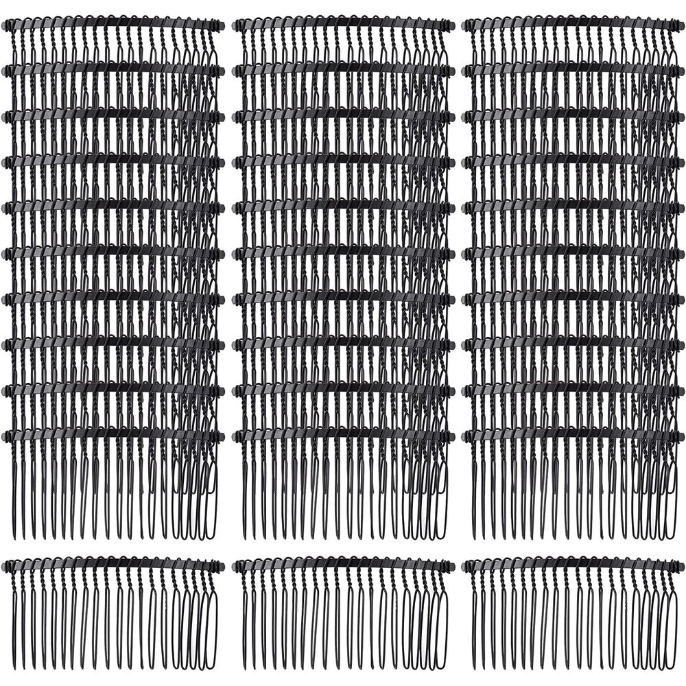 Cinaci black metal hair side combs 30 pack front view showcasing 20 teeth design