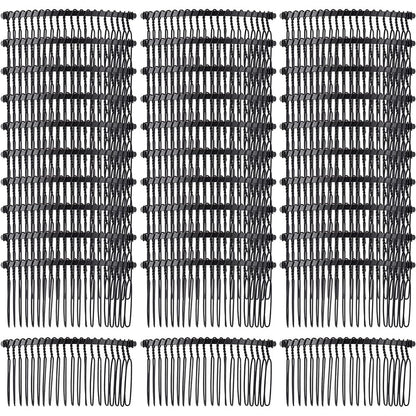 Cinaci black metal hair side combs 30 pack front view showcasing 20 teeth design