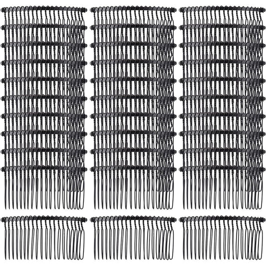 Cinaci black metal hair side combs 30 pack front view showcasing 20 teeth design