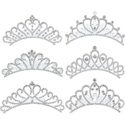 Cinaci silver metal tiara crown hair side combs front view styling accessory