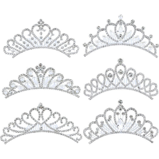 Cinaci silver metal tiara crown hair side combs front view styling accessory