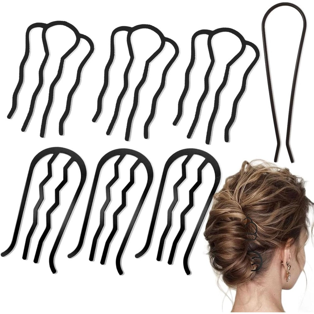 LAPOHI 7 piece metal hair side combs set front view for vintage updo styling