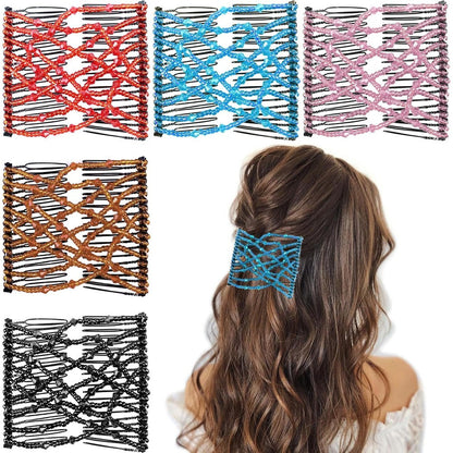 Suptizizkz 5 Pieces Stretchy Beaded Hair Accessories front view showing multicolor elastic bands.