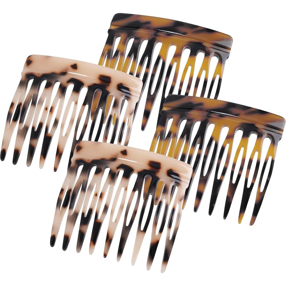 Tressora vintage French side hair comb front view showing tortoiseshell pattern