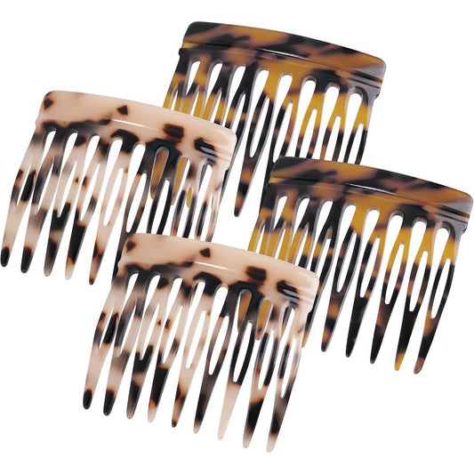 Tressora vintage French side hair comb front view showing tortoiseshell pattern